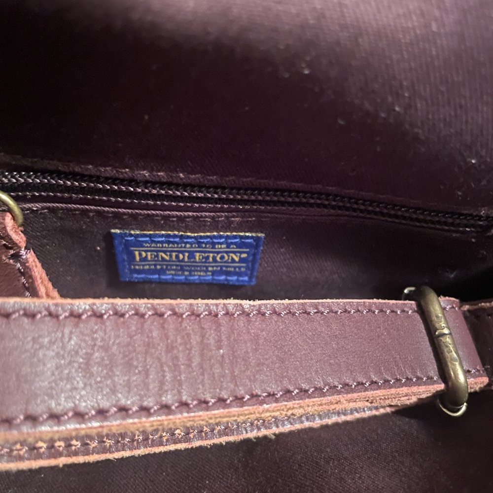 Red and Brown Pendleton Wool Leather Crossbody - Picture 5 of 6